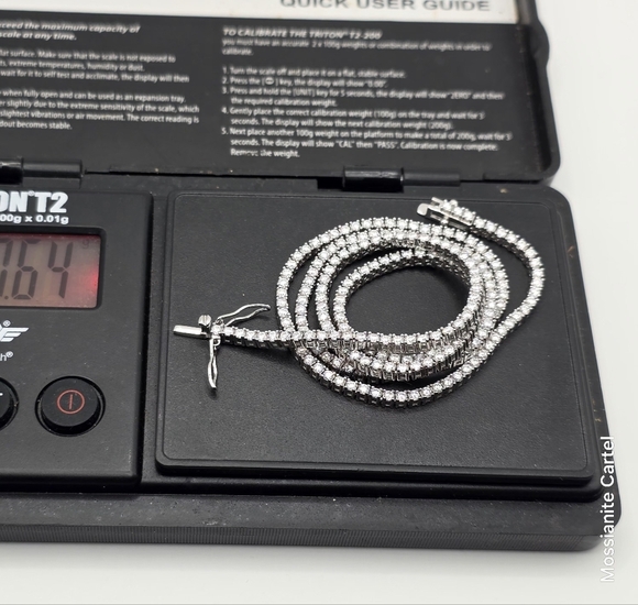 2.5mm 20 Inch Genuine Moissanite Tennis Chain - Picture 9 of 16